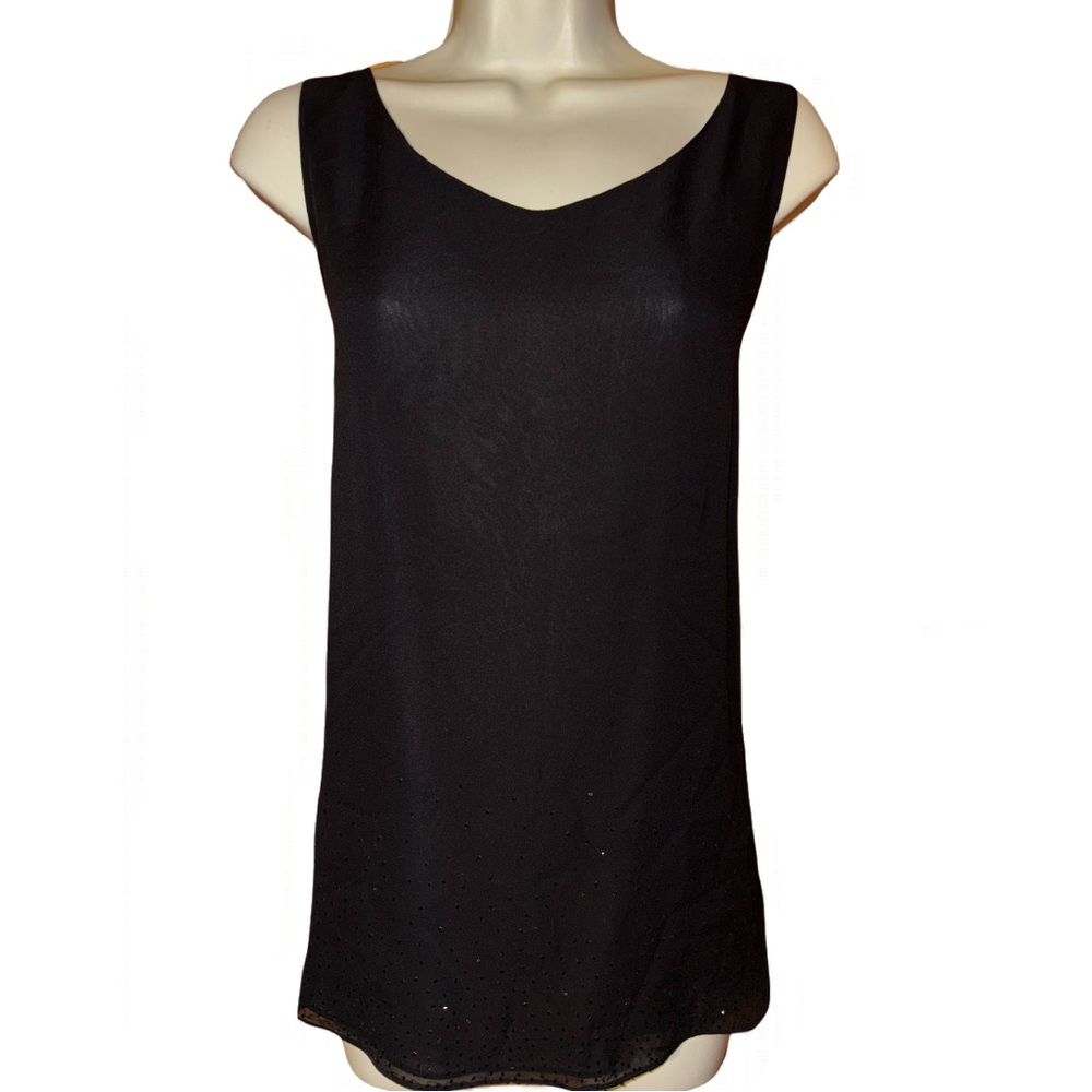 EILEEN FISHER 100% SILK SEQUIN EMBELLISHED FLOWY LIGHTWEIGHT TANK TOP BLOUSE
